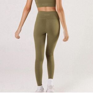 SASKI Collection Women's High Waisted Leggings Khaki Green Size S